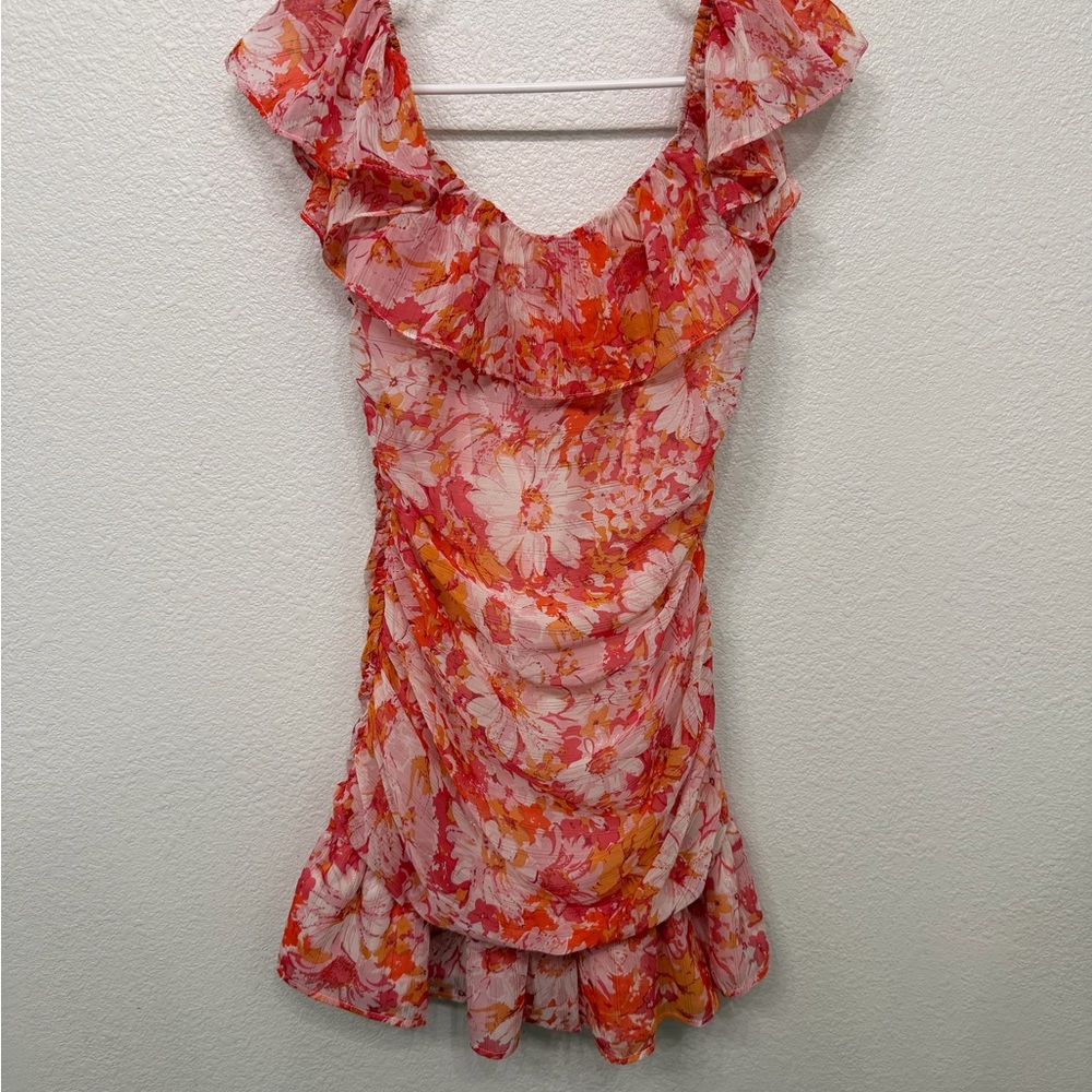 Hello Molly Floral Mini Dress - Pink and Orange